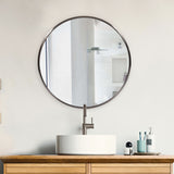 32' Brushed Titanium Round Wall Mirror