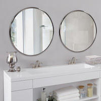 32' Brushed Titanium Round Wall Mirror