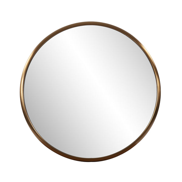 20' Antiqued Brushed Brass Round Wall Mirror