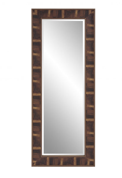 Rich Rustic Brown Faux Wood Full Body Wall Mirror