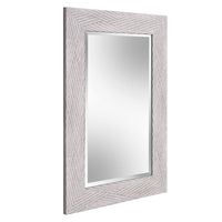 Weathered Gray Woven Faux Wood Rectangular Mirror