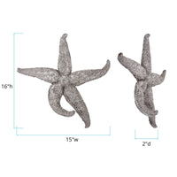 15' Silver Pewter Textured Starfish Wall Art
