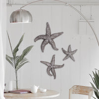 19' Silver Pewter Textured Starfish Wall Art