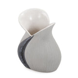 Modern Organic Two Tone Gray Speckle Low Ceramic Vase