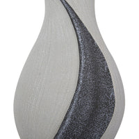 Modern Organic Two Tone Gray Speckle Tall Ceramic Vase
