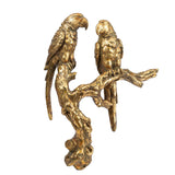 Antiqued Gold Parrots Sculpture
