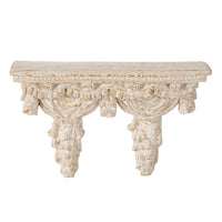 Rustic and Antiqued White and Gold Scroll Wall Shelf