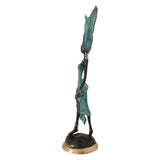 West African Vintage Hand Cast Bronze Figurine an African Dancer in Turquoise