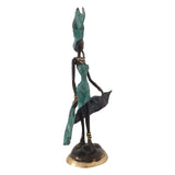 West African Vintage Hand Cast Bronze Figurine an African Dancer in Turquoise