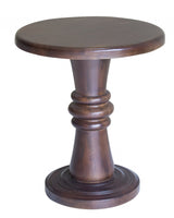 Rustic Warm Brown Turned Pedestal End Table