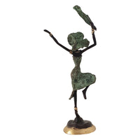 Hand Cast Bronze Statue of an African Dancer in a Green Dress