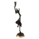 Hand Cast Bronze Statue of an African Dancer in a Green Dress