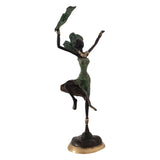 Hand Cast Bronze Statue of an African Dancer in a Green Dress