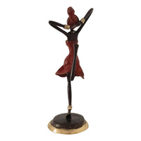 Bronze Figurine of an African Dancer in Red Dress