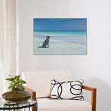 26" Energetic Dog at the Beach Wood Plank Wall Art