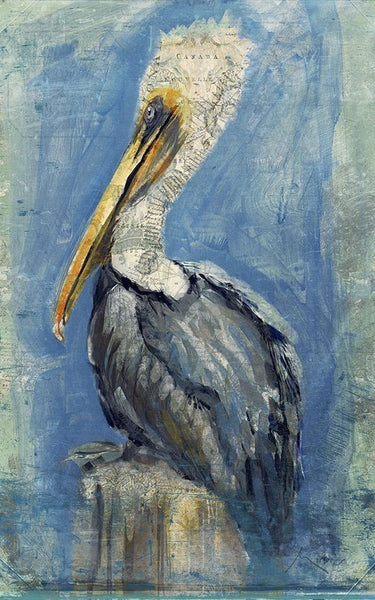 Blue Watercolor Pelican XL Wall Art