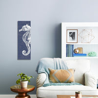 Rustic Indigo and White Nautical Seahorse Wall Art