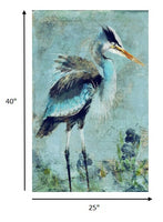 Blue Watercolor Heron Wall Art