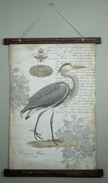 Grey Vintage Heron XL Tapestry Wall Décor