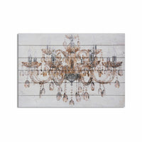 26" Luxurious Vintage Chandelier Wood Plank Wall Art