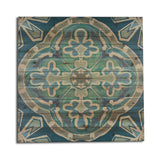 29" Blue and Aqua Medallion Wood Plank Wall Art