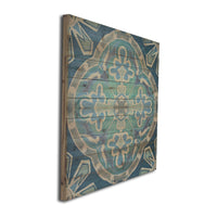 29" Blue and Aqua Medallion Wood Plank Wall Art