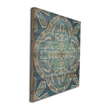 29" Blue and Aqua Medallion Wood Plank Wall Art