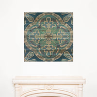 29" Blue and Aqua Medallion Wood Plank Wall Art