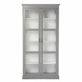 Gray Cornice Molding Double Door Curio Cabinet