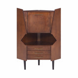 Cosmo Brown and Black Corner Bar Cabinet