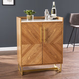 Retro Gold Natural and Faux Marble Wine Cabinet