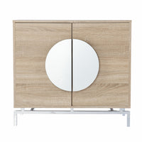 Contemporary Mirrored Circle Double Door Bar Cabinet
