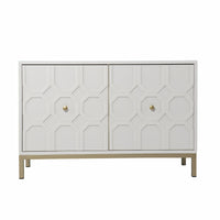White and Gold Moroccan Dynasty Two Door Accent Cabinet