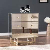 Deco Glam Mirrored Three Drawer Accent Chest