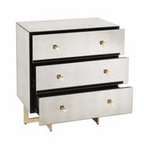 Deco Glam Mirrored Three Drawer Accent Chest