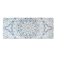 Shades of Blue Ornate Floral Wood Plank Wall Art