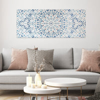 Shades of Blue Ornate Floral Wood Plank Wall Art