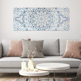 Shades of Blue Ornate Floral Wood Plank Wall Art