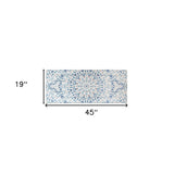 Shades of Blue Ornate Floral Wood Plank Wall Art