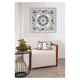 Tribal Blue Brown and White Wood Plank Wall Art