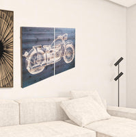 Two Piece Motorcycle Wood Plank Wall Art