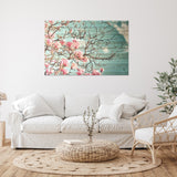 Pink Magnolia Blossoms Wood Plank Wall Art