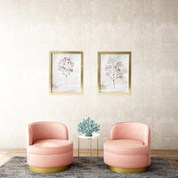 Two Piece Blush Pink Branch Framed Wall Art