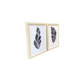 Two Piece Rick Dark Blue Leaves Framed Canvas Wall Art Set