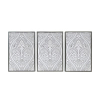 Baroque Inspired Triptych Silver Framed Canvas Wall Art Set