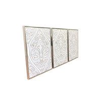 Baroque Inspired Triptych Silver Framed Canvas Wall Art Set