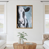 Sweet Cow Wooden Framed Canvas Wall Art