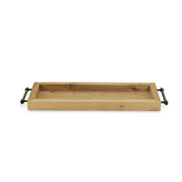 Long Wood Tray with Metal Handles