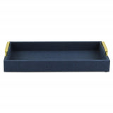 Navy Blue Linen and Wooden Tray