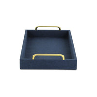 Navy Blue Linen and Wooden Tray